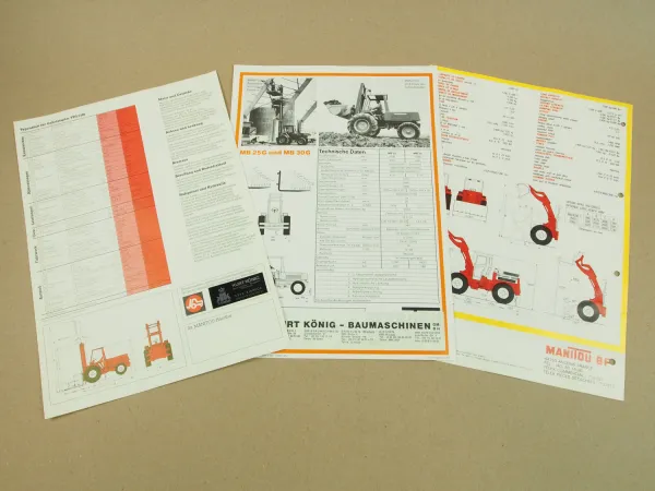 3 Prospekte Manitou MB25G MB30G 4RM40K 4RM50K ML1200 1978/85