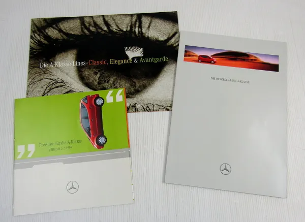 3 Prospekte Mercedes Benz A-Klasse A140 A160 + Turbodiesel + Preisliste ab 5/97