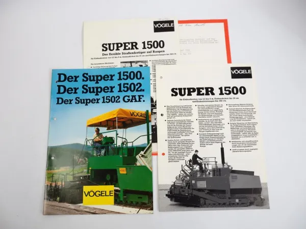 3 Prospekte Vögele Super 1500 1502 Straßenfertiger + Angebot 1980er Jahre