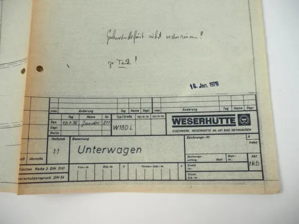 3 Prospekte Weserhütte W180 Raupenbagger Raupenkran + techn. Zeichnung 1976