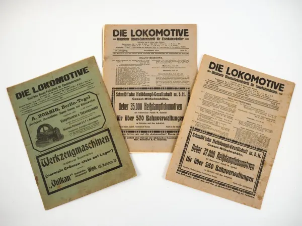 3 Zeitschriften Die Lokomotive Fachzeitung für Eisenbahntechniker 1907 1915 1916