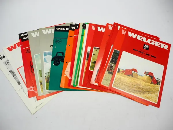 30x Original Prospekt Welger Landtechnik Pressen Kipper Mähwerke 1970/80er Jahre
