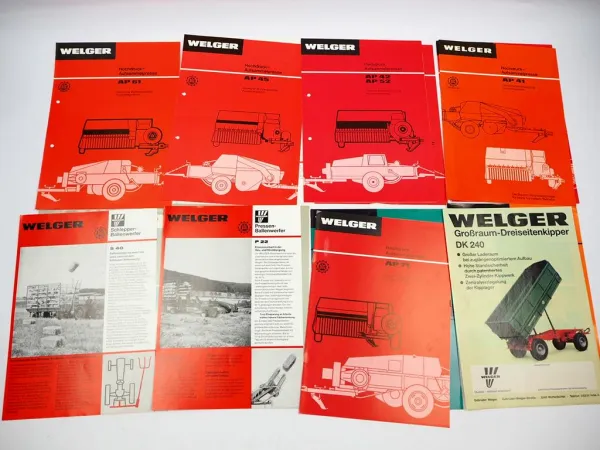 30x Original Prospekt Welger Landtechnik Pressen Kipper Mähwerke 1970/80er Jahre