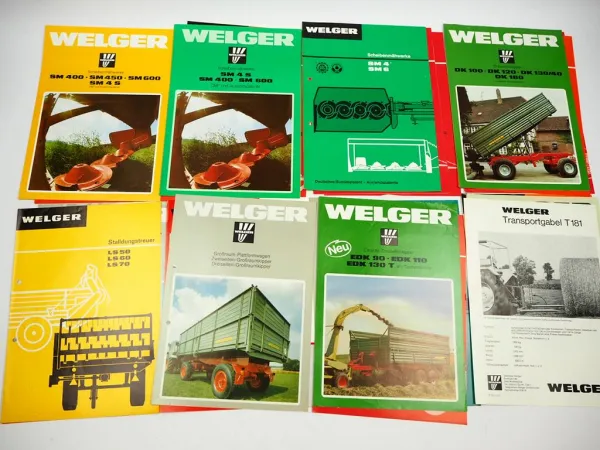 30x Original Prospekt Welger Landtechnik Pressen Kipper Mähwerke 1970/80er Jahre