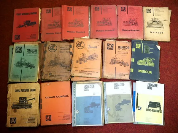 32 Stück Claas Landtechnik Betriebsanleitungen Ersatzteillisten 1960/70er