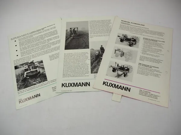 3er-Set Original Kuxmann Prospekte (1977) – Piccolo, Goliath & DSR Landtechnik