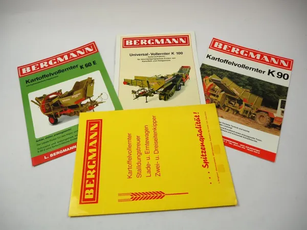 3er-Set Original Prospekte Bergmann Kartoffelvollernter in Sammelmappe
