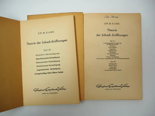 3x Lehrbuch Schach Die ersten Schritte Theorie Eröffnungen M. Euwe 1940/50er J.
