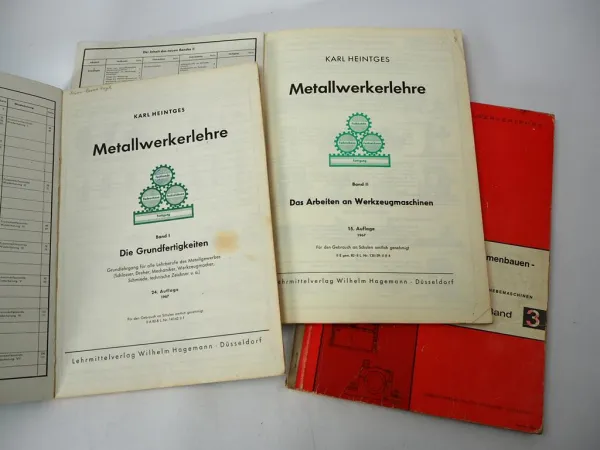 3x Metallwerkerlehre Bd. 1 bis 3 1967 Lehrbuch Karl Heintges