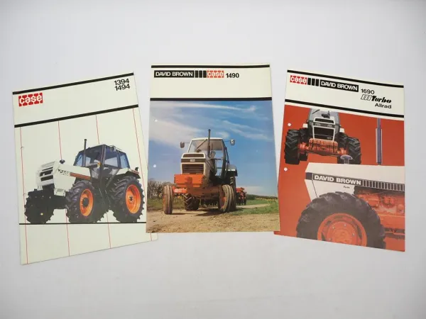 3x Original Prospekt Case David Brown DB 1394 1494 1490 1690 Schlepper 1980er J.