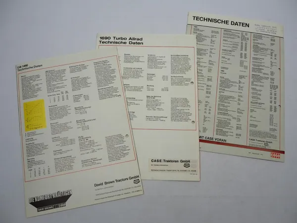 3x Original Prospekt Case David Brown DB 1394 1494 1490 1690 Schlepper 1980er J.