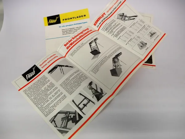 3x Original Prospekt Frost Frontlader für Schlepper z.B. Fendt John Deere ca. 1972