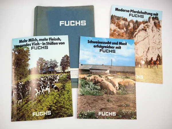 3x Original Prospekt Fuchs Stalleinrichtung für Pferd Kuh Schwein 1970/80er J.