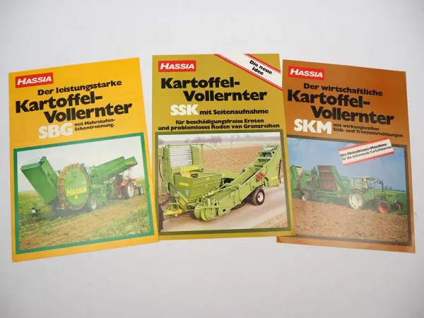 3x Original Prospekt Hassia SKM SSK SBG Kartoffel Vollernter 1970 Jahre