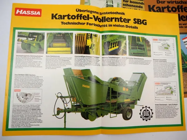 3x Original Prospekt Hassia SKM SSK SBG Kartoffel Vollernter 1970 Jahre