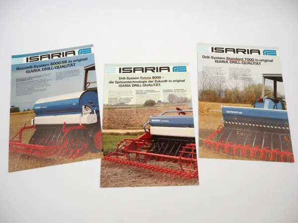 3x Original Prospekt Isaria 6000 7000 8000 Drillmaschine 1985