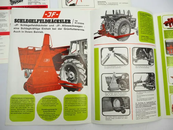 3x Original Prospekt JF Produktprogramm Landtechnik + Häcksler FH FHT 1970er J.