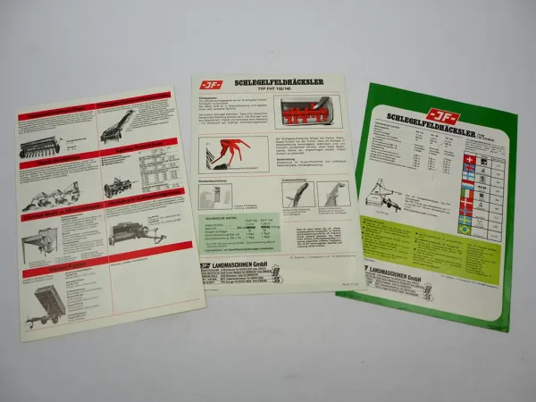 3x Original Prospekt JF Produktprogramm Landtechnik + Häcksler FH FHT 1970er J.