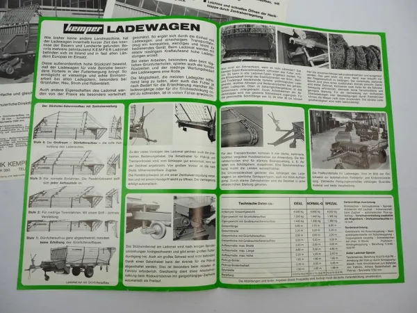 3x Original Prospekt Kemper Ladewagen Ladomat Erntewagen ca. 1970er Jahre