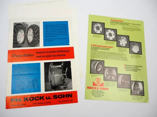 3x Original Prospekt Kock & Sohn Gitterräder Felgen z.B. am MB trac