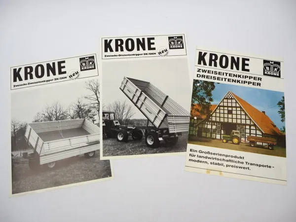 3x Original Prospekt Krone ZK DK Kippanhänger Emsland 1970er mit techn. Daten