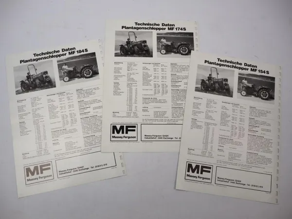 3x Original Prospekt Massey Ferguson MF 154S/4 174S/4 184S/4 Schlepper 1982