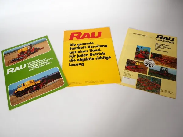 3x Original Prospekt Rau Grubber Aufbauspritzen Anbaugeräte Landtechnik 1980er J