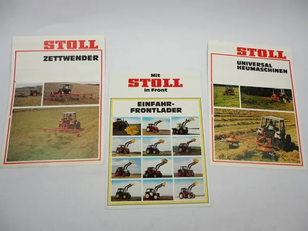 3x Original Prospekt Stoll Zettwender Z Heumaschine UM Frontlader ALN ALS 1980er