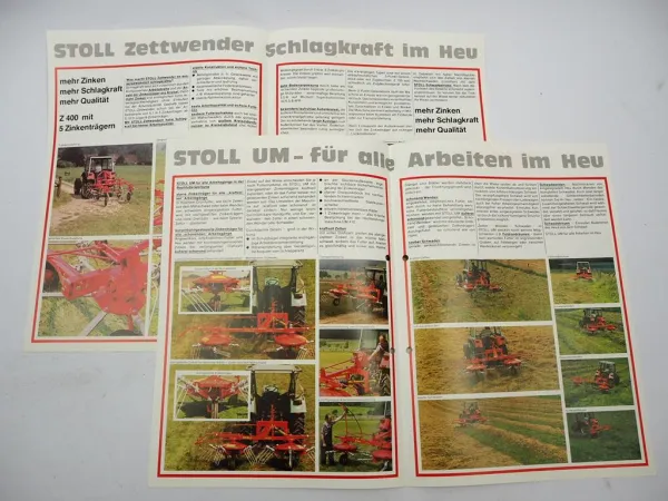 3x Original Prospekt Stoll Zettwender Z Heumaschine UM Frontlader ALN ALS 1980er