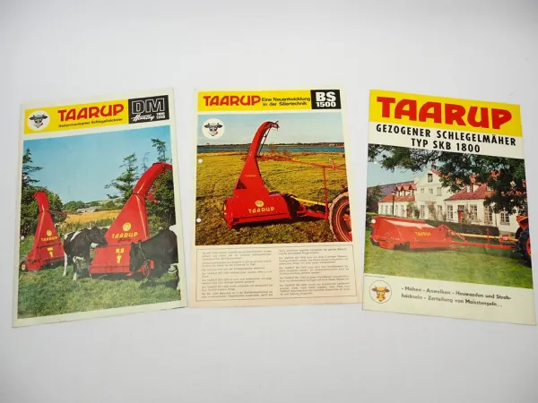 3x Original Prospekt Taarup BS SKB Handy Häcksler Anbaugerät f. Schlepper 1970er