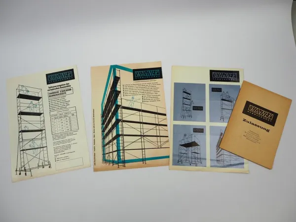 3x Original Prospekt Zulassung Wagner Stahlgerüst Neunkirchen Saar ca. 1966