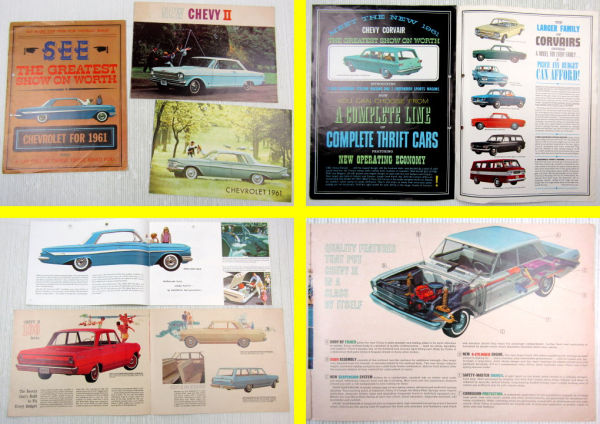 3x Prospekt Chevrolet Impala Sport Sedan Chevy II 1961 and 1962 Brochure