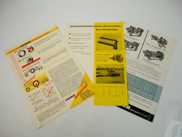 3x Prospekt Hanomag Antischlupf Bautz HR1 Diadem 1V Landtechnik 1950er