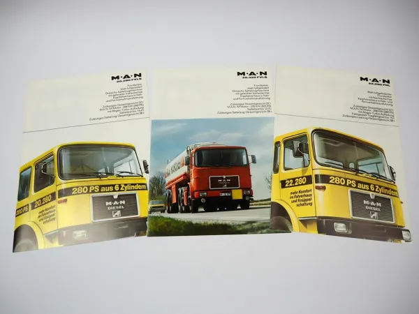 3x Prospekt MAN 20.280 FVLS 20.320 FVLS 22.280 FNL Frontlenker LKW 1970er Jahre