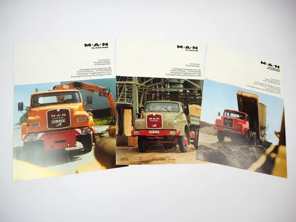 3x Prospekt MAN Nutzfahrzeuge 16.240 HK HAK HS HAS Kurzhauber LKW 1970er Jahre