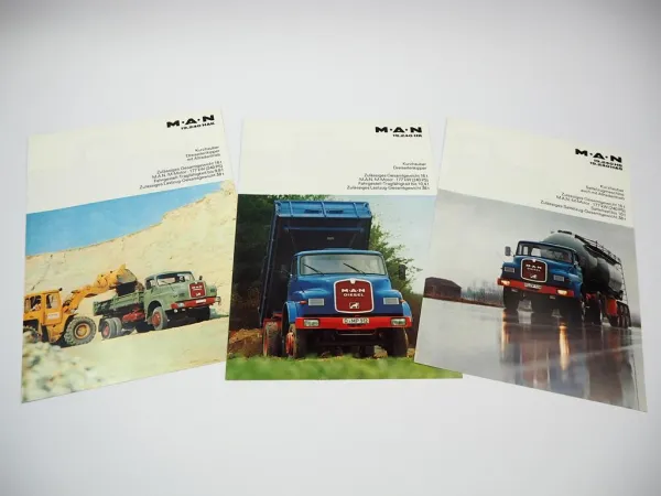 3x Prospekt MAN Nutzfahrzeuge 19.240 HK HAK HS HAS Kurzhauber LKW 1970er Jahre