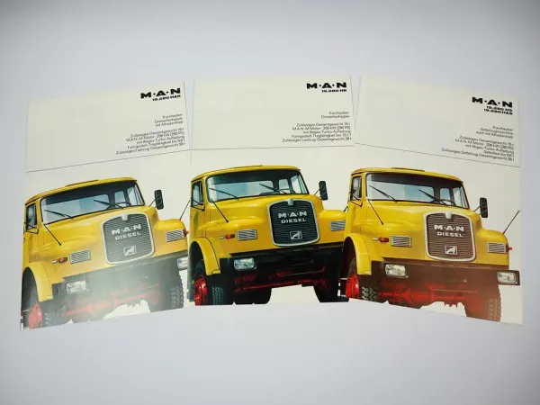 3x Prospekt MAN Nutzfahrzeuge 19.280 HK HAK HS HAS Kurzhauber LKW 1970er Jahre