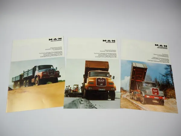 3x Prospekt MAN Nutzfahrzeuge 26.240 DHK DHAK DHS DHAS Kurzhauber LKW 1970er J.