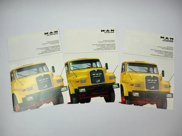 3x Prospekt MAN Nutzfahrzeuge 26.280 DHK DHAK DHS DHAS Kurzhauber LKW 1970er J.