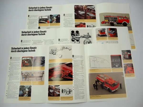 3x Prospekt Mercedes Benz 1017 1419 Feuerwehrfahrzeug Aufbau Metz 1977