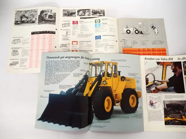 3x Prospekt Volvo BM 4400 Radlader + Anbaugeräte 1979