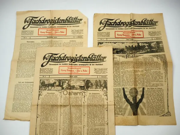 3x Zeitung Fachdrogistenblätter 1925/26 Germania Drogerie Georg Hammen Idar