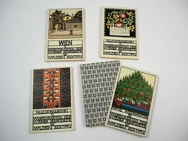 4 Mappen mit Wunschkarten Postkarten Wiener Werkstätte Molden Edition 1979/81