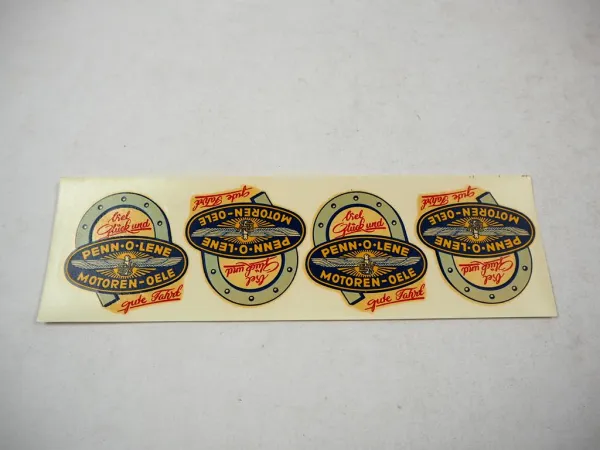 4 Original Abziehbild Penn O Lene Motorenöl 1920/30er Hauptmann Volckmar Hamburg