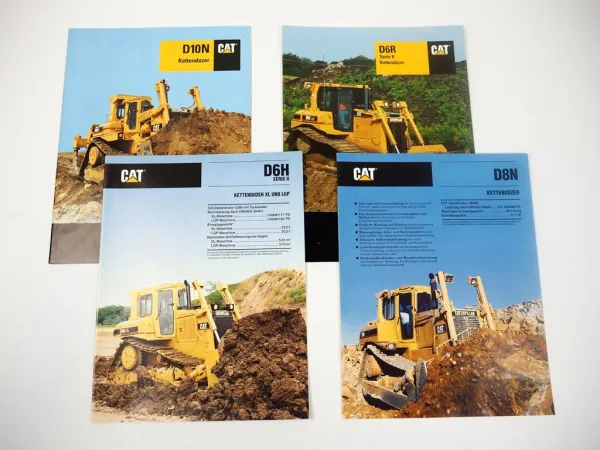 4 Prospekte Caterpillar CAT D6H D6R D8N D10N Kettendozer 1993/2004