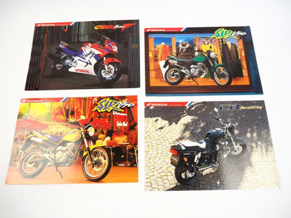 4 Prospekte Honda CBR600F SLR650 CB750 Motorrad 1990er Jahre