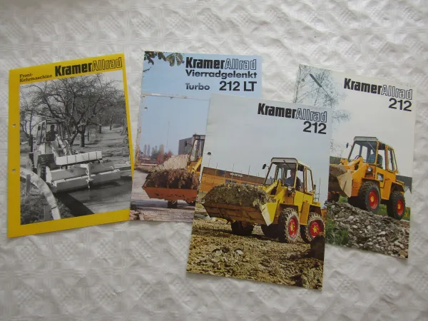 4 Prospekte Kramer Allrad 212 LT turbo und Kehrmaschine aus den 80/90er Jahren