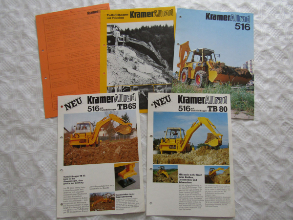 4 Prospekte Kramer Allrad 516 TB65 TB80 von 1982-84 und Händler NettoPreisliste
