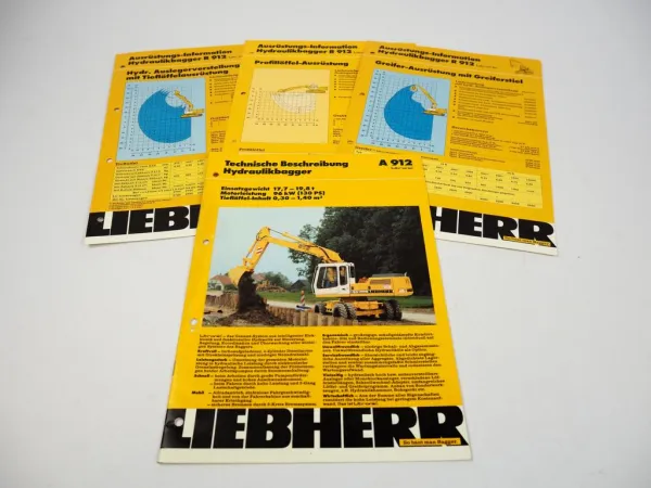 4 Prospekte Liebherr A R 912 Litronic Technische Info Ausrüstung 90 Jahre