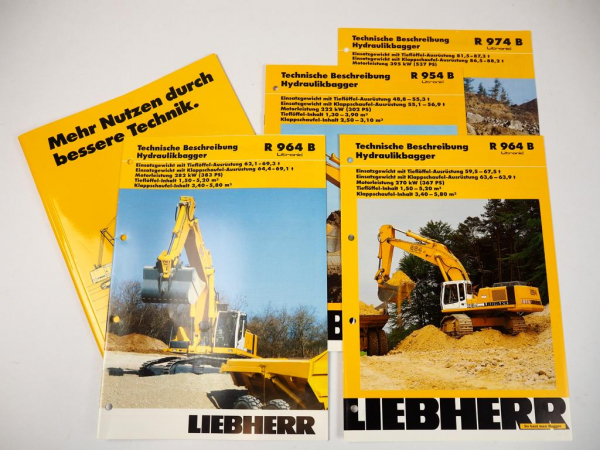 4 Prospekte Liebherr R 954 964 974 B Litronic Hydraulikbagger 2001-2004